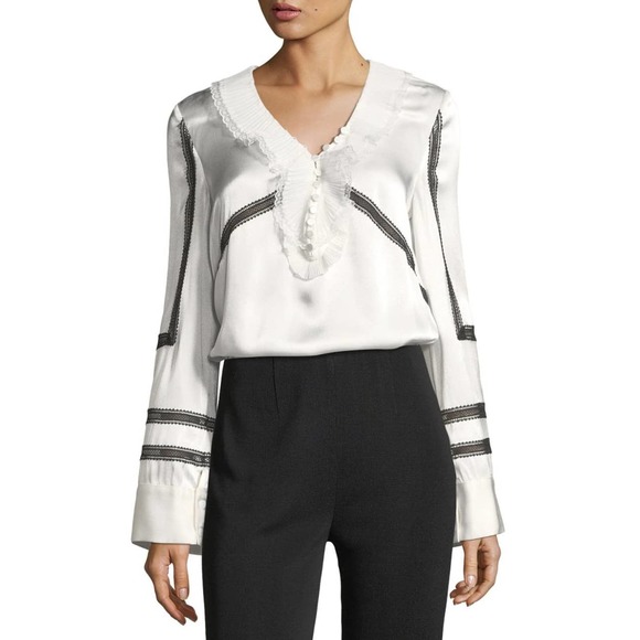 Self-Portrait Tops - self portrait white silk blouse